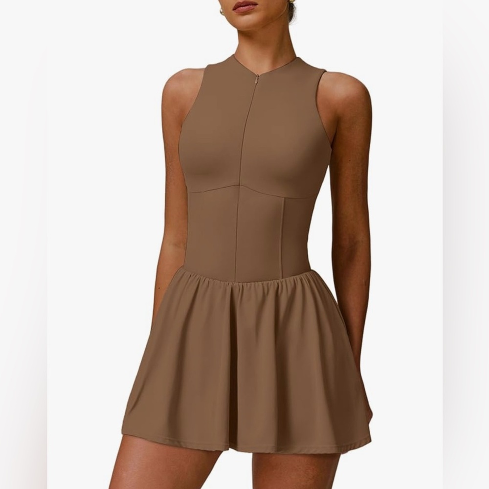 Brown Sleeveless Workout Dress